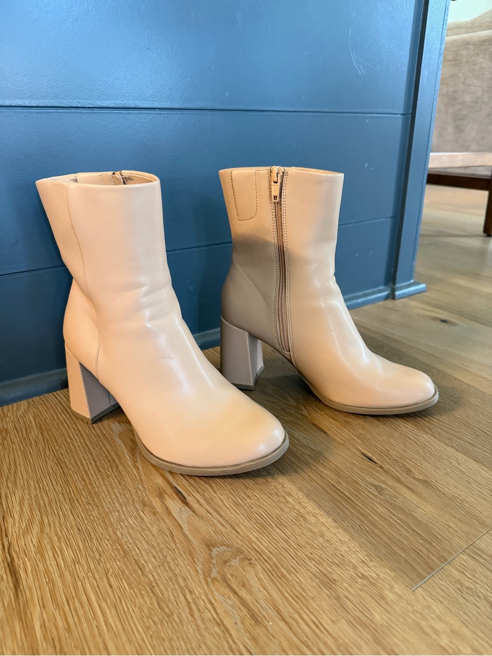 a new day Nude Beige Block Heel Ankle Boots